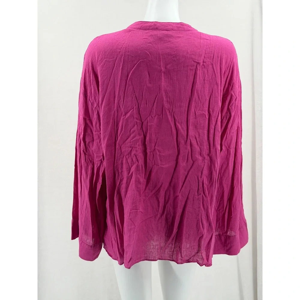 Michael Kors Top Women 3X Pink Button Up Summer Linen Blend Casual V-Neck Travel